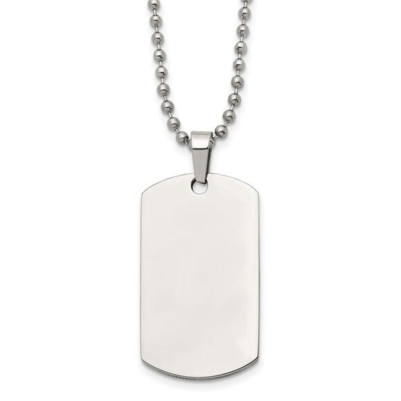 Stainless Steel Reversible MD 2x21x36mm Dog Tag Necklace 24 Inch